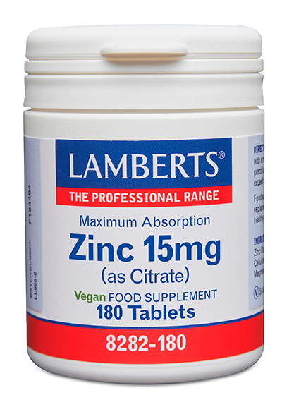 Zinc 15 mg como Citrato con mayor absorción. 180 tabs.