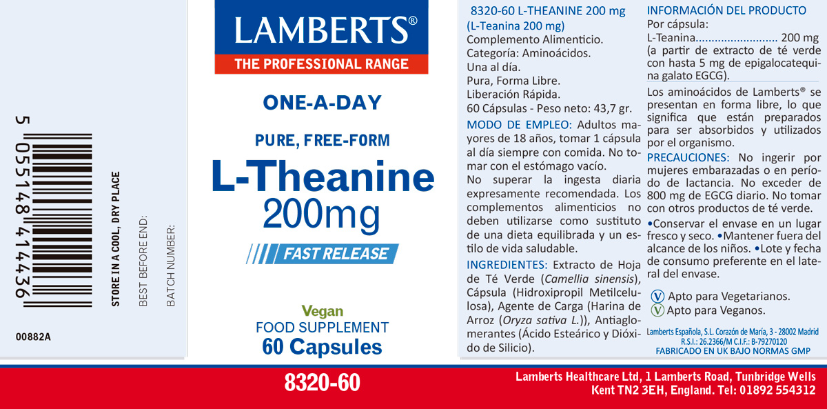 L-Teanina 200 mg en forma Libre. Aminoácido no esencial — imagen 2
