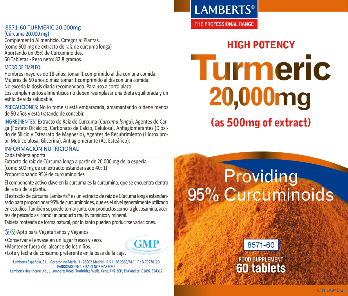 Cúrcuma o Turmeric 20.000 mg como extracto de Cúrcuma longa — imagen 2