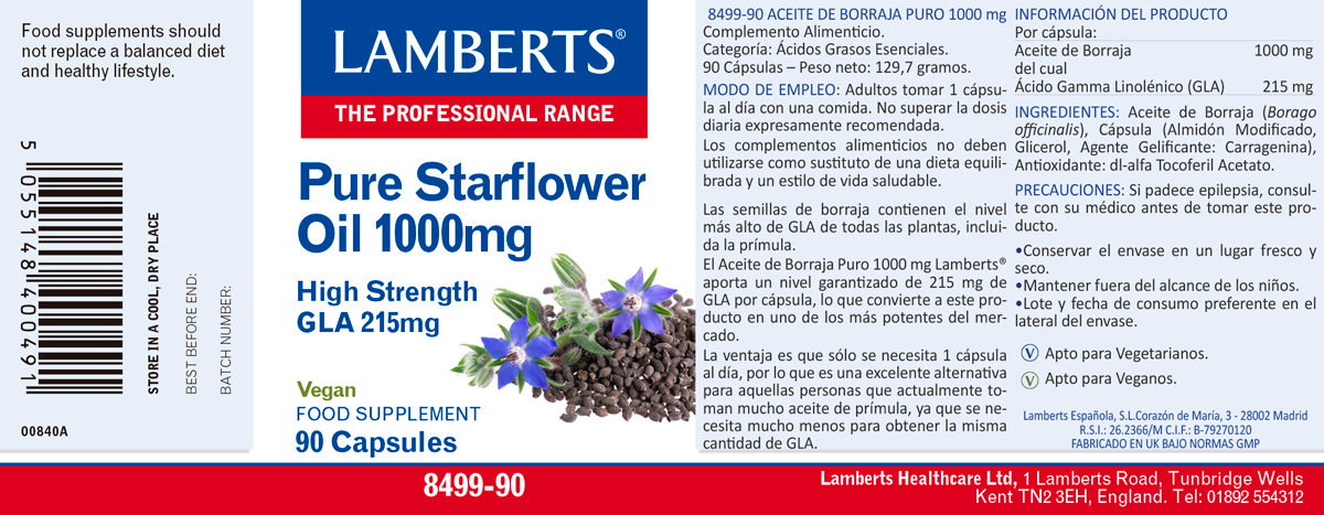 Aceite de Borraja Puro 1000 mg con 215 mg de GLA por cápsula — imagen 2