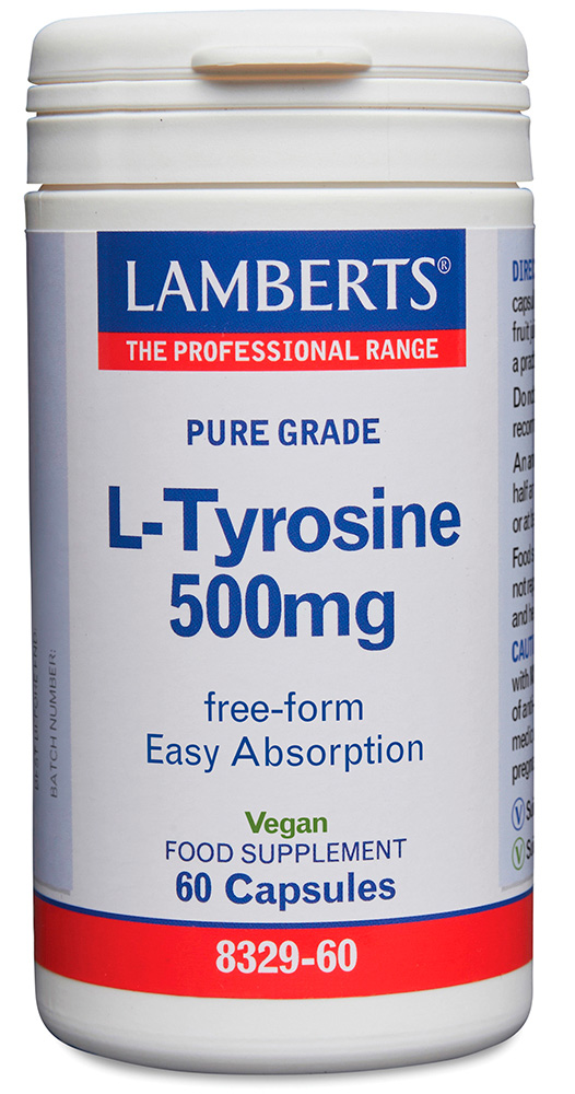 L-Tirosina 500 mg en forma libre. Aminoácido no esencial