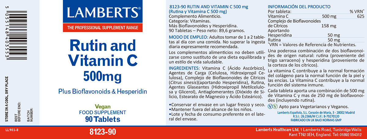Rutina y Vitamina C 500 mg con Bioflavonoides y Hesperidina — imagen 2