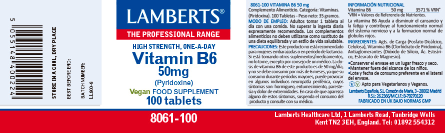 Vitamina B6 o Piridoxina 50 mg — imagen 2