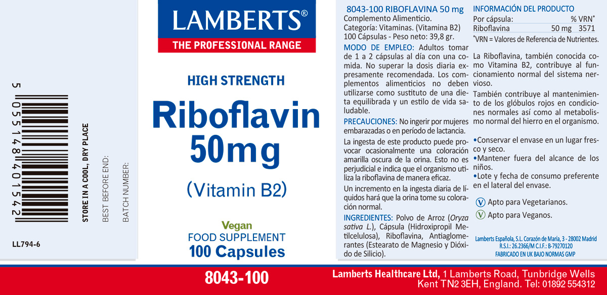 Riboflavina o Vitamina B2 50 mg — imagen 2