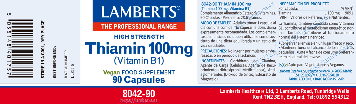 Tiamina o Vitamina B1 100 mg — imagen 2