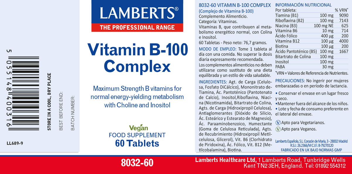 Complejo B-100 mg con todas las vitaminas B. Una al día — imagen 2