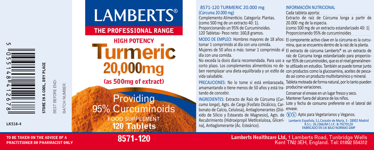 Cúrcuma o Turmeric 20.000 mg extracto de raíz de Cúrcuma longa — imagen 2